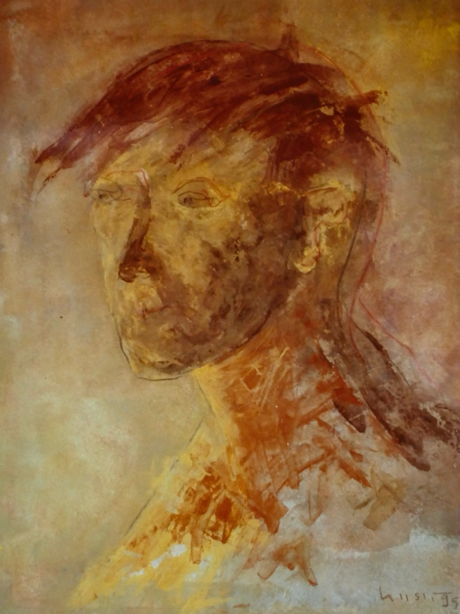 selbstportr&auml;t martin loosli, gouache/oelkreide, 1995, 70x50cm